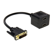 Load image into Gallery viewer, 29.5cm DVI 24+1 Pin Male to 2 x HDMI Female Splitter Cable, DVI 24+1 Pin Male to 2 x HDMI Female