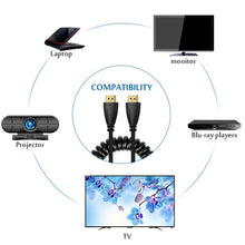 Load image into Gallery viewer, 1.4 Version, Gold Plated 19 Pin HDMI Male to HDMI Male Coiled Cable, Support 3D / Ethernet, Length: 60cm (can be extended up to 2m), HDMI AM to AM