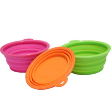 Load image into Gallery viewer, Portable Stretchable Silicon Food Feeder Dish Serving Bowl Water Container for Cat Dog Pet (Random Color Delivery), Stretchable Silicon Food Feeder