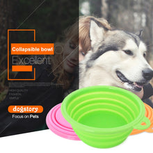 Load image into Gallery viewer, Portable Stretchable Silicon Food Feeder Dish Serving Bowl Water Container for Cat Dog Pet (Random Color Delivery), Stretchable Silicon Food Feeder