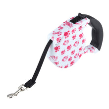 Load image into Gallery viewer, 5m Pink Dog Footprint Pattern Easy Operation Retractable Dog Leash, Pink Dog Footprint