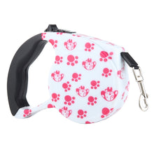 Load image into Gallery viewer, 5m Pink Dog Footprint Pattern Easy Operation Retractable Dog Leash, Pink Dog Footprint