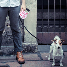 Load image into Gallery viewer, 5m Pink Dog Footprint Pattern Easy Operation Retractable Dog Leash, Pink Dog Footprint
