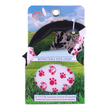 Load image into Gallery viewer, 5m Pink Dog Footprint Pattern Easy Operation Retractable Dog Leash, Pink Dog Footprint