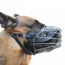 Load image into Gallery viewer, Steel Cage Style Dog Basket Wire Muzzle Protective Snout Cover with Leather Strap, Size: XXL, Size: XXL