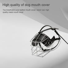 Load image into Gallery viewer, Steel Cage Style Dog Basket Wire Muzzle Protective Snout Cover with Leather Strap, Size: XXL, Size: XXL