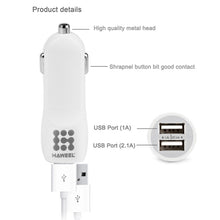 Load image into Gallery viewer, HAWEEL High Quality 2.1A + 1A Dual USB Ports Car Charger, HK Black, US  Black, US White, UK White, UK Black, White, Black
