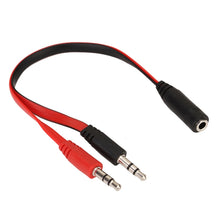 Load image into Gallery viewer, Noodle Style 3.5mm Jack Microphone + Earphone Cable for PC / Laptop, Length: 22cm