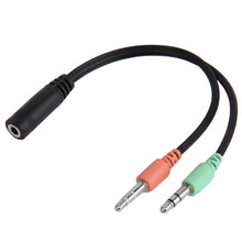 Load image into Gallery viewer, 17cm 3.5mm Jack Microphone + Earphone Cable, Compatible with Phones, Tablets, Headphones, MP3 Player, Car/Home Stereo &amp; More