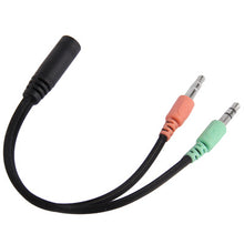 Load image into Gallery viewer, 17cm 3.5mm Jack Microphone + Earphone Cable, Compatible with Phones, Tablets, Headphones, MP3 Player, Car/Home Stereo &amp; More