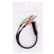 Load image into Gallery viewer, 17cm 3.5mm Jack Microphone + Earphone Cable, Compatible with Phones, Tablets, Headphones, MP3 Player, Car/Home Stereo &amp; More