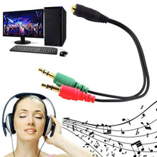 Load image into Gallery viewer, 17cm 3.5mm Jack Microphone + Earphone Cable, Compatible with Phones, Tablets, Headphones, MP3 Player, Car/Home Stereo &amp; More