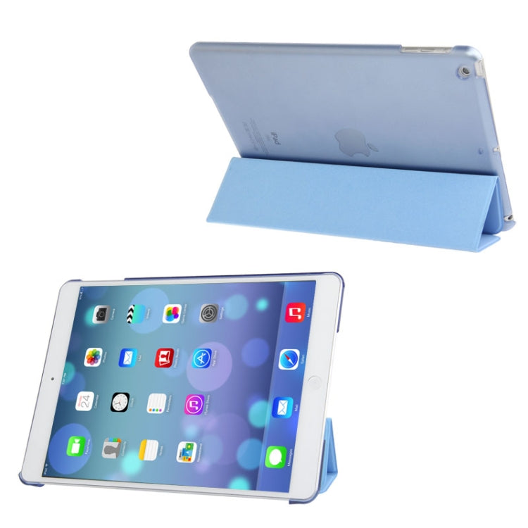 3-folding Leather Cover Frosted Plastic Case with Holder & Sleep / Wake-up Function for iPad Air