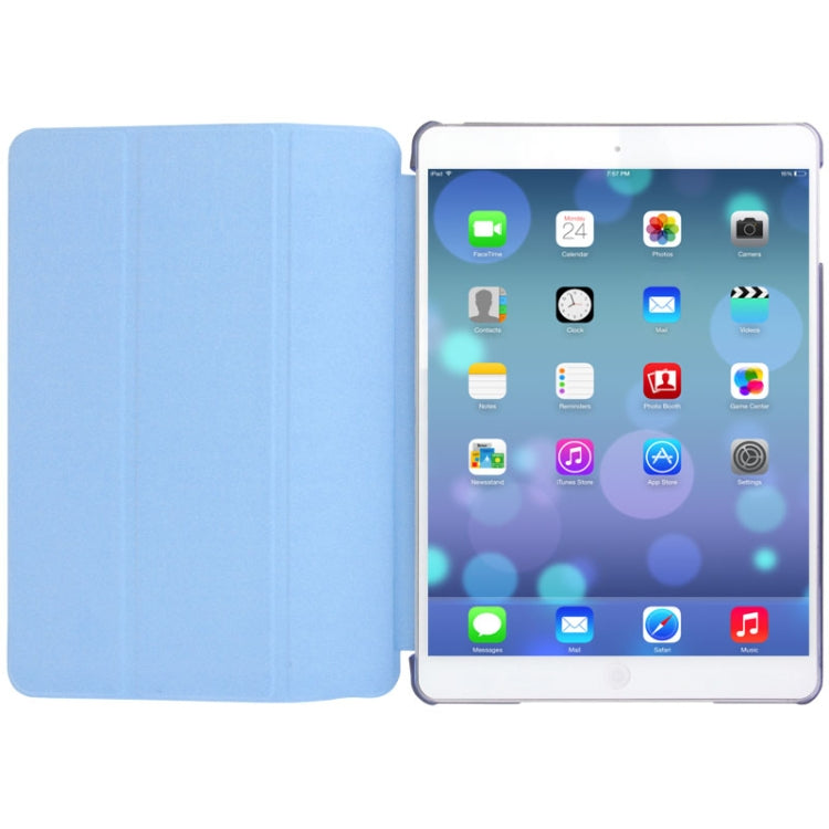 3-folding Leather Cover Frosted Plastic Case with Holder & Sleep / Wake-up Function for iPad Air