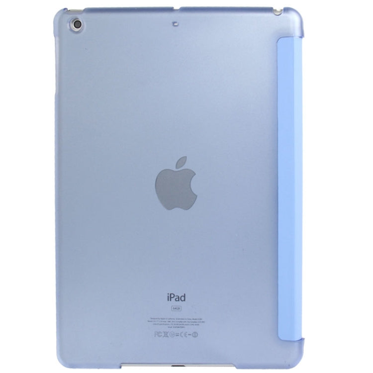 3-folding Leather Cover Frosted Plastic Case with Holder & Sleep / Wake-up Function for iPad Air