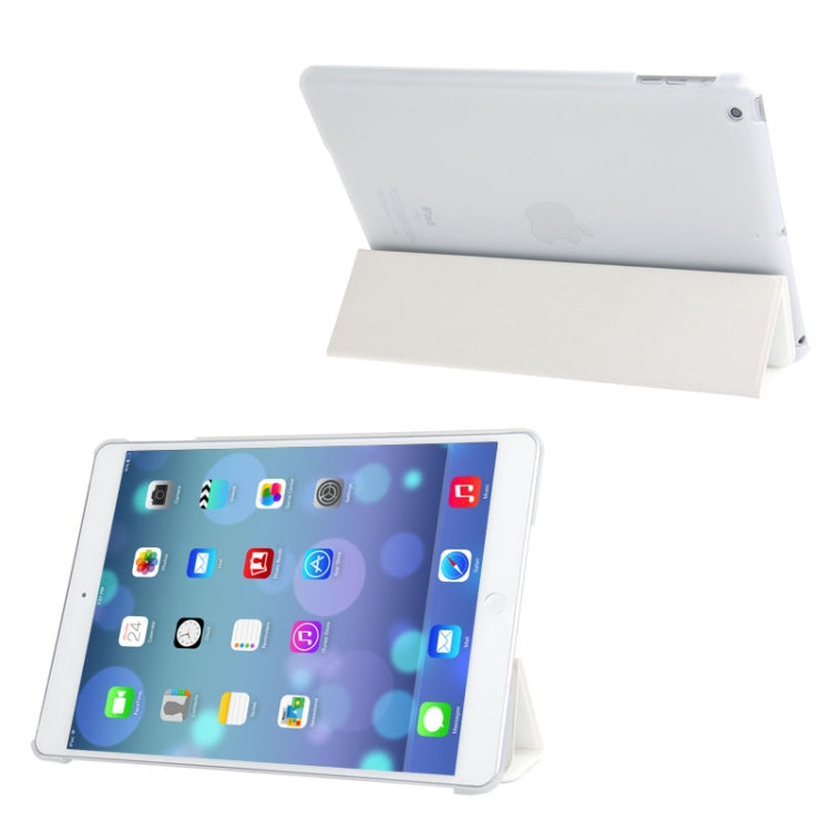3-folding Leather Cover Frosted Plastic Case with Holder & Sleep / Wake-up Function for iPad Air