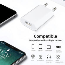 Load image into Gallery viewer, 5V / 1A (US Plug) USB Charger Adapter For  iPhone, Galaxy, Huawei, Xiaomi, LG, HTC and Other Smart Phones, Rechargeable Devices, EU Plug, UK Plug