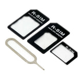 4 in 1 (Nano SIM to Micro SIM Card+ Micro SIM to Standard Card + Nano SIM to Standard Card + Sim Card Tray Holder Eject Pin Key Tool) Kit for iPhone 5 / iPhone 4 & 4S