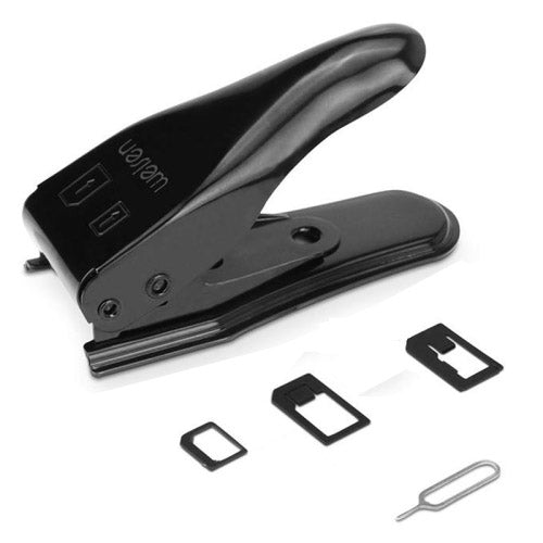 Dual Nano Sim Cutter for iPhone / Samsung / Huawei / Xiaomi  (With Nano SIM to Micro SIM Card Adapter + Nano SIM to Standard SIM Card Adapter + Micro SIM to Standard SIM Card Adapter + Sim Card Tray Holder Eject Pin Key Tool)