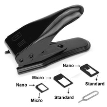 Load image into Gallery viewer, Dual Nano Sim Cutter for iPhone / Samsung / Huawei / Xiaomi  (With Nano SIM to Micro SIM Card Adapter + Nano SIM to Standard SIM Card Adapter + Micro SIM to Standard SIM Card Adapter + Sim Card Tray Holder Eject Pin Key Tool)