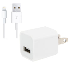 Load image into Gallery viewer, 2 in 1 5V 1A US Plug Travel Charger Adapter with 1m 8-pin Cable For iPhone