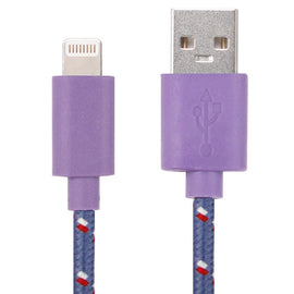 1m Nylon Netting USB Data Transfer Charging Cable For iPhone, iPad, Compatible with up to iOS 15.5