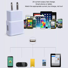 Load image into Gallery viewer, Charger Sync Cable + US Plug Travel Charger for iPad, iPhone, Galaxy, Huawei, Xiaomi, LG, HTC and Other Smart Phones, Rechargeable Devices, US Plug
