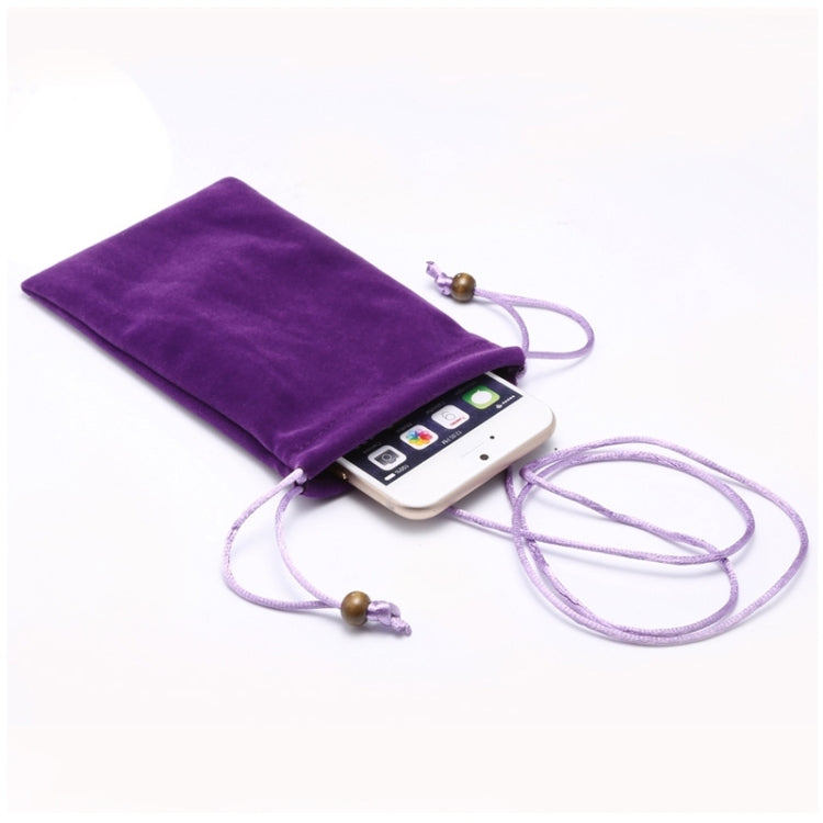 Universal Leisure Cotton Flock Cloth Carry Bag with Lanyard for iPhone 6 / Galaxy S6 / S5 / G900 / S IV / i9500 / SIII / i9300