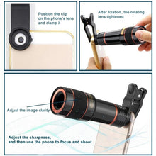 Load image into Gallery viewer, Universal 12X Zoom Optical Zoom Telescope Lens with Clip