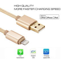 Load image into Gallery viewer, 1m Woven Style Metal Head 8 Pin to USB Data Sync Charging Cable for iPhone, iPad