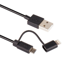 Load image into Gallery viewer, 1m MFI 2 in 1 8 pin + Micro USB 2.0 Male to USB Data Sync Charging Cable