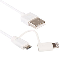 Load image into Gallery viewer, 1m MFI 2 in 1 8 pin + Micro USB 2.0 Male to USB Data Sync Charging Cable