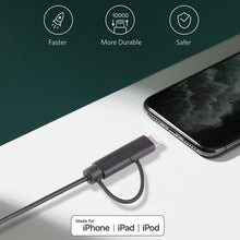 Load image into Gallery viewer, 1m MFI 2 in 1 8 pin + Micro USB 2.0 Male to USB Data Sync Charging Cable