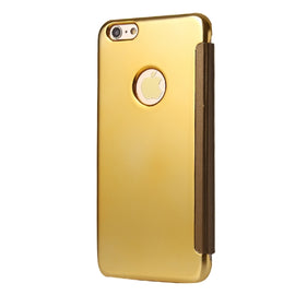 For iPhone 6 Plus & 6s Plus Electroplating Mirror Horizontal Flip PC + Leather Protective Case