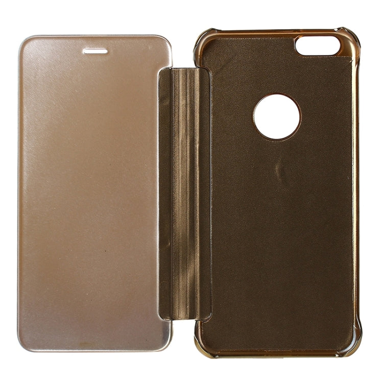 For iPhone 6 Plus & 6s Plus Electroplating Mirror Horizontal Flip PC + Leather Protective Case