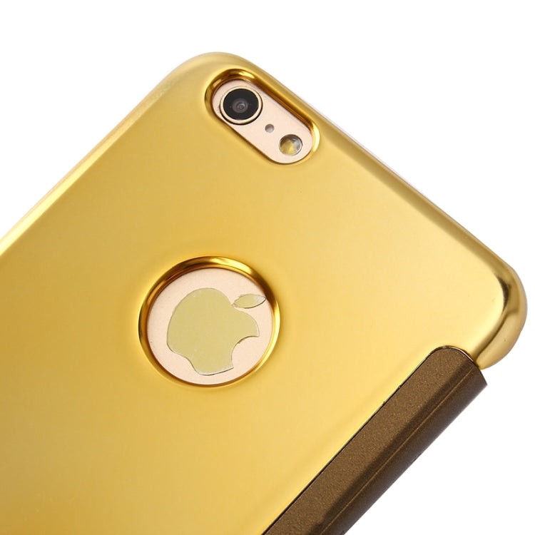 For iPhone 6 Plus & 6s Plus Electroplating Mirror Horizontal Flip PC + Leather Protective Case