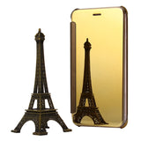For iPhone 6 Plus & 6s Plus Electroplating Mirror Horizontal Flip PC + Leather Protective Case