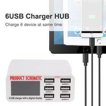 Load image into Gallery viewer, WLX-899 30W USB Charger 5V 6A Output 3.5A Max High Speed 6-Ports USB Charger with Digital Display &amp; 1.5m Cable