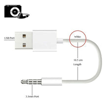 Load image into Gallery viewer, JW-SM1 USB to 3.5mm Jack Data Sync &amp; Charge Cable for iPod shuffle 1st /2nd /3rd /4th /5th /6th Generation, Length: 10cm
