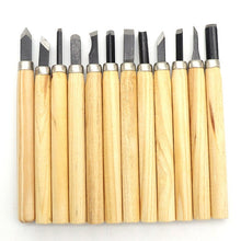 Load image into Gallery viewer, 12 PCS / Set Assorted Wood Carving Tools Set with Stainless Steel Blade and Wood Handle, 12 PCS / Set Wood Carving