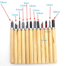 Load image into Gallery viewer, 12 PCS / Set Assorted Wood Carving Tools Set with Stainless Steel Blade and Wood Handle, 12 PCS / Set Wood Carving