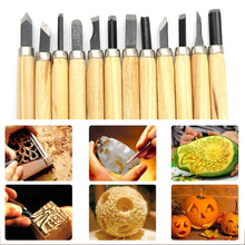 Load image into Gallery viewer, 12 PCS / Set Assorted Wood Carving Tools Set with Stainless Steel Blade and Wood Handle, 12 PCS / Set Wood Carving