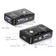 Load image into Gallery viewer, KVM-21UA 2 Ports USB KVM Switch Box with Control Button for PC Keyboard Mouse Monitor, 2 Ports (with USB)