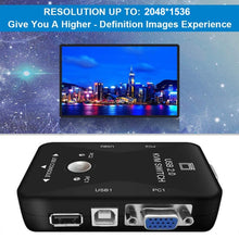 Load image into Gallery viewer, KVM-21UA 2 Ports USB KVM Switch Box with Control Button for PC Keyboard Mouse Monitor, 2 Ports (with USB)