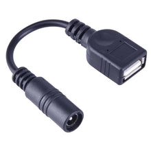 Load image into Gallery viewer, 5.5 x 2.1mm DC Female to USB AF DC Male Power Connector Cable for Laptop Adapter, Length: 15cm, USB AF