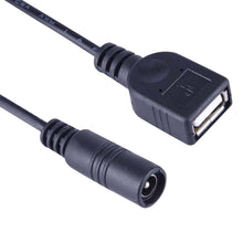 Load image into Gallery viewer, 5.5 x 2.1mm DC Female to USB AF DC Male Power Connector Cable for Laptop Adapter, Length: 15cm, USB AF