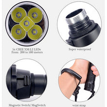 Load image into Gallery viewer, 5 x LED White Light Diving Flashlight, 6800 LM, Diving Depth: 150m
