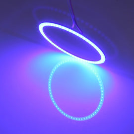 100mm 5W 180LM Angel Eyes Circles Car Headlight White Light COB LED Lights for Vehicles, DC 12-24V, 100mm Blue Light, 100mm White Light
