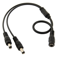 Load image into Gallery viewer, 5.5mm x 2.1mm DC Power Female Barrel to 2 Male Barrel Connector Cable for LED Light Controller, Length: 35cm