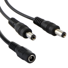 Load image into Gallery viewer, 5.5mm x 2.1mm DC Power Female Barrel to 2 Male Barrel Connector Cable for LED Light Controller, Length: 35cm